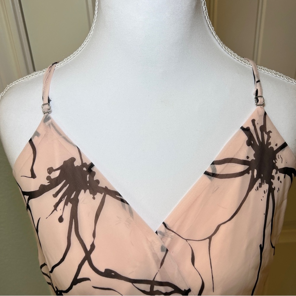 Banana Republic Baby Pink and Black Flowy Floral‎ Maxi Dress Size 4 - Picture 7 of 16